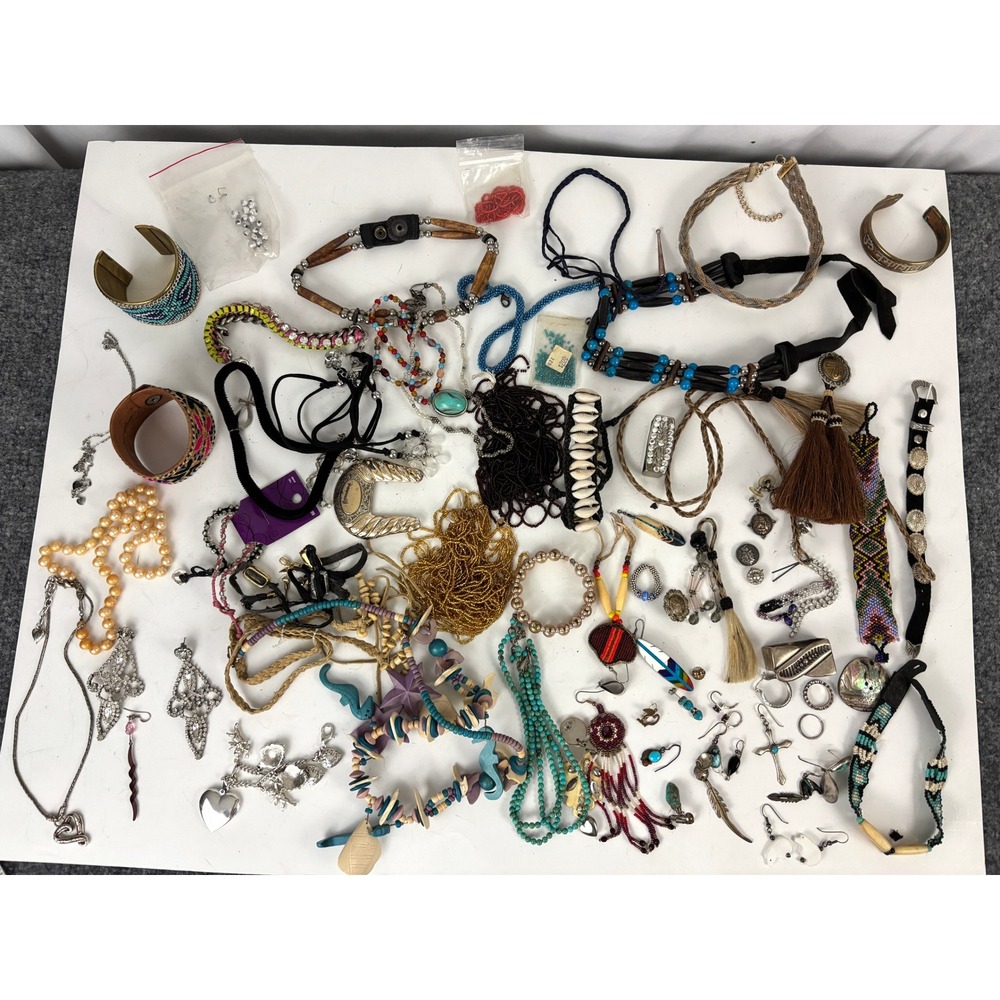 Huge Mixed Jewelry Lot Sterling Handmade Southwestern Boho Repair Wearable